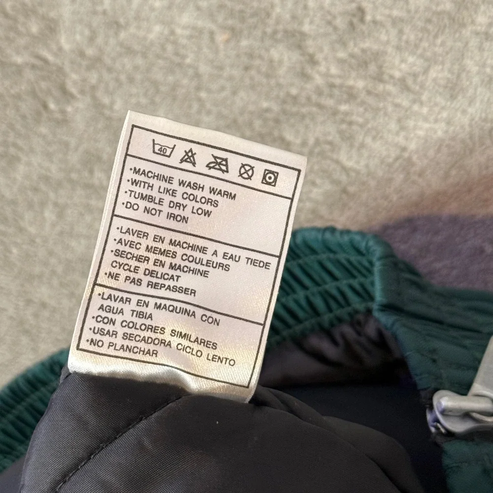 VTG Nike 90s Anorak Jacket Green Black Big Swoosh Quilted‎ L Pullover Kangaroo